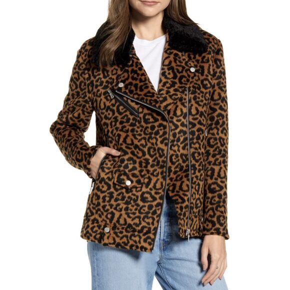 AVEC LES FILLES Leopard Print Wool Jacket SZ L